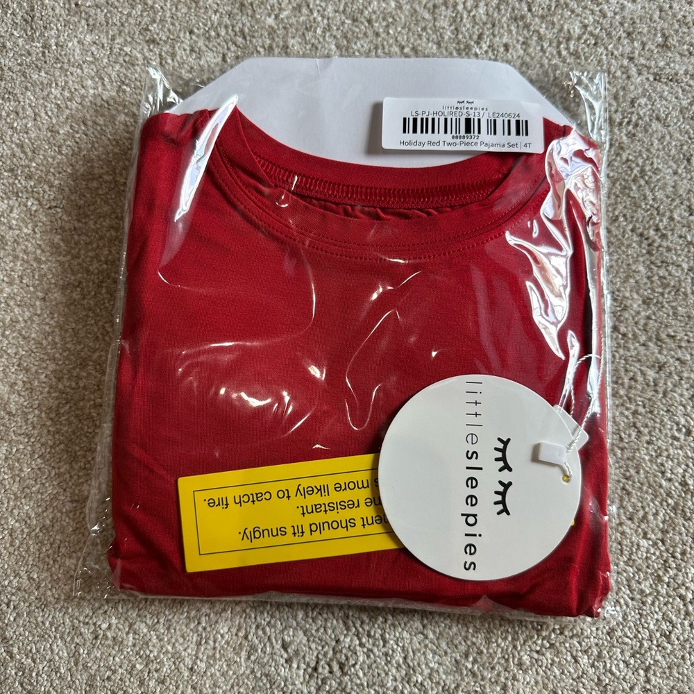 Little Sleepies Holiday Red Two-Piece Long Sleeve Pajama Set, 4T - NIB
